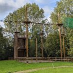 High rope bridges and wooden climbing wall