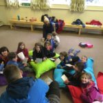 Group of children on beanbags