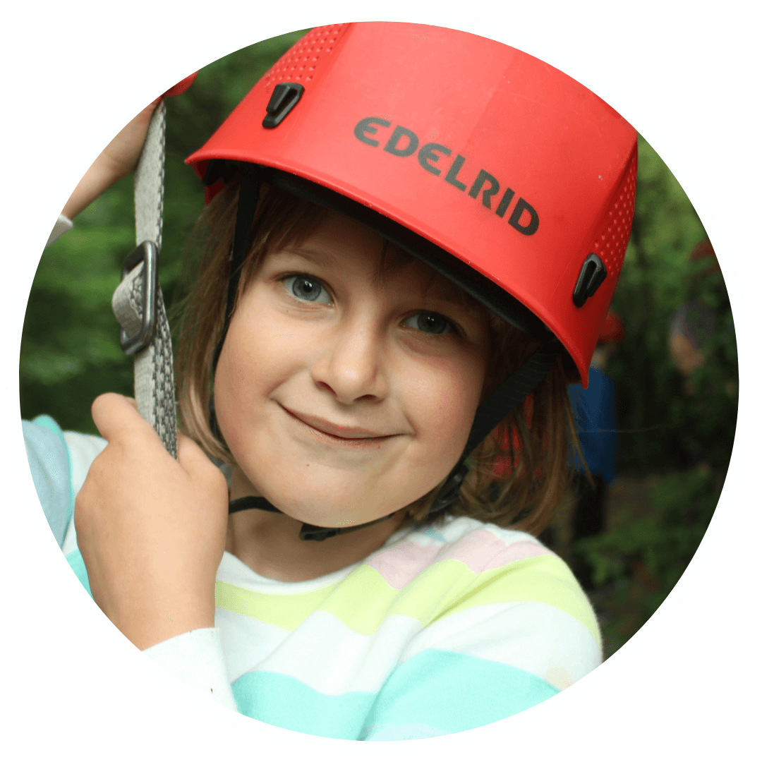 Girl wearing safety helmet